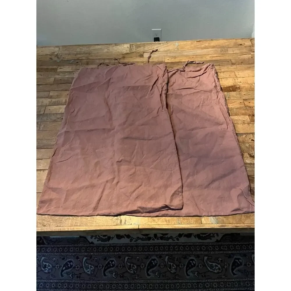 IKEA 100% Linen Duvet Cover and Pillow Shams Set Ties Closure 88 x 83 Stonewash